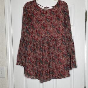 Buddy Love Floral Flounce Dress Paisley Print Bell Sleeve Top size xsmall